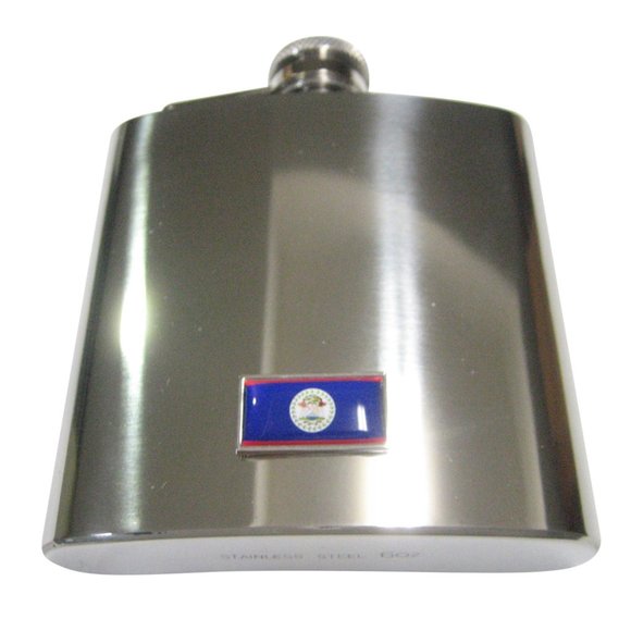 Thin Bordered Belize Flag 6oz Flask - Picture 1 of 1